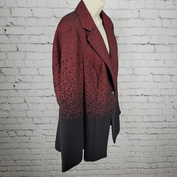 Coldwater Creek Red Black Leopard Blazer Suit Jacket Size 1X (16W-18W) - Picture 13 of 14